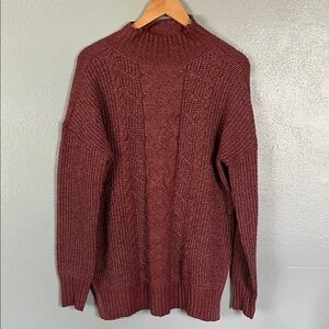 Maurices Burgundy Cable Knit Crewneck Sweater